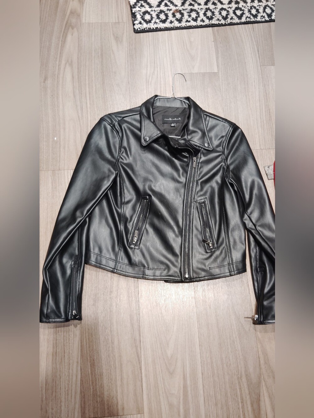 Faux Leather Black Moto Jacket - Women's
